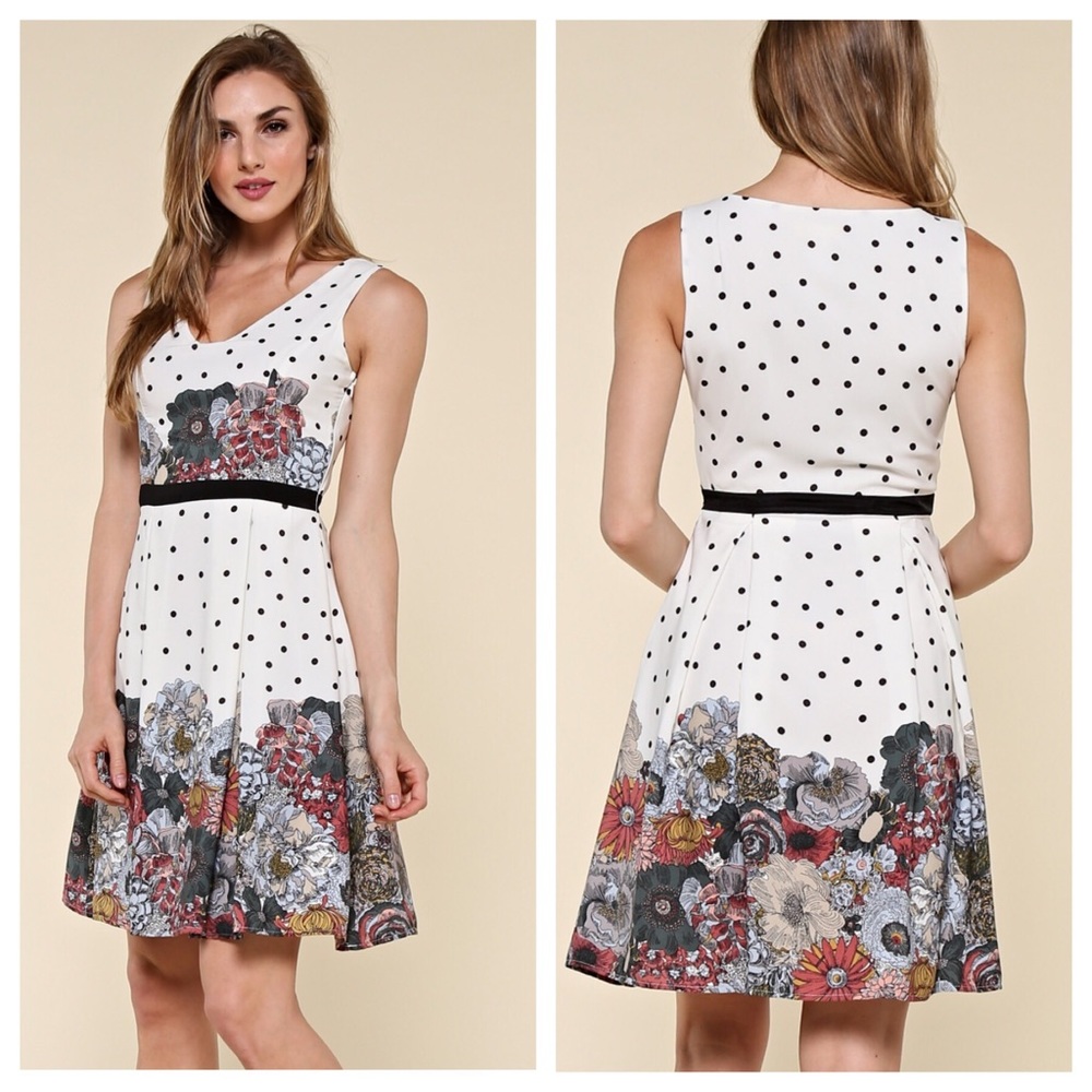 Polka Dot Floral Flare - Picture 1 of 5